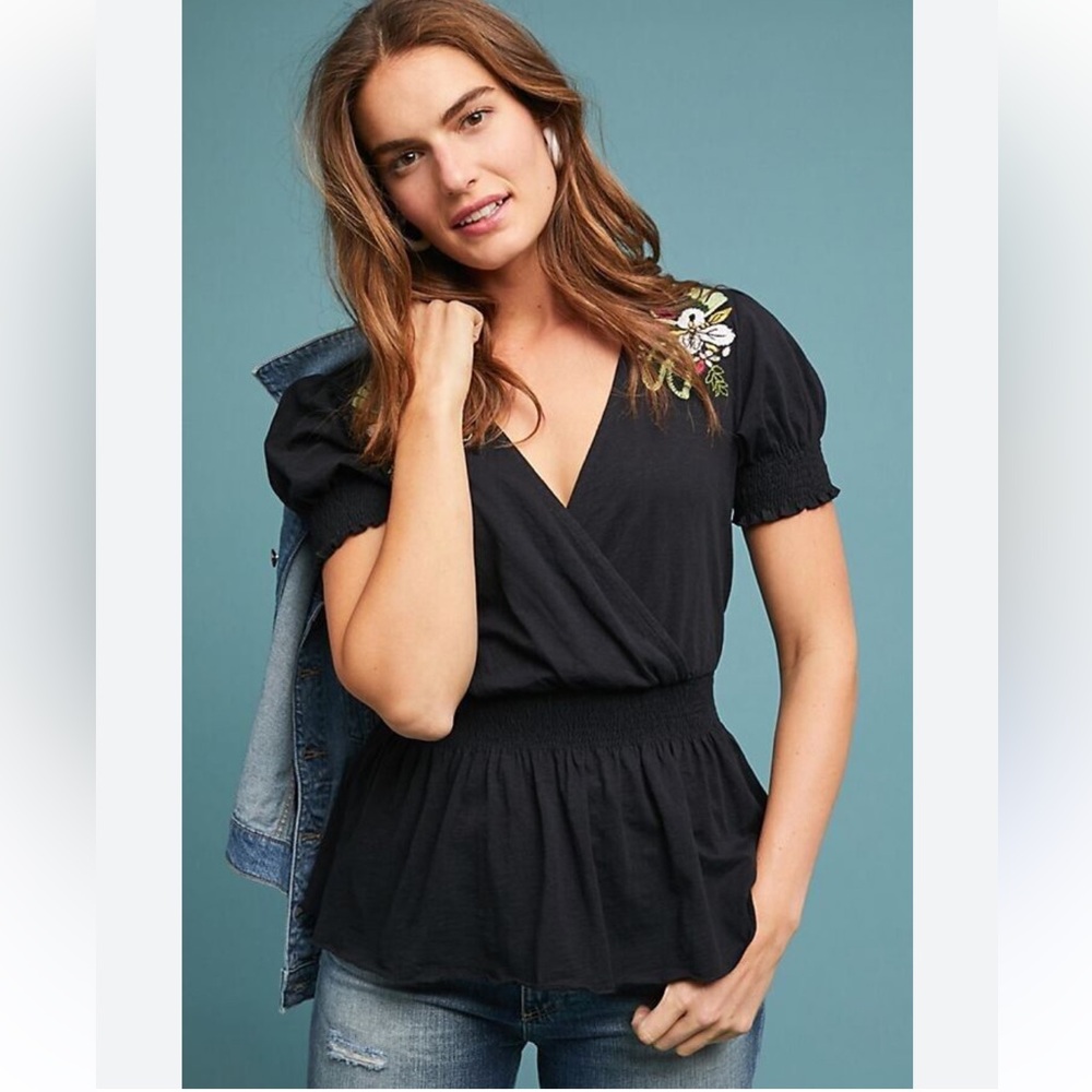 Ranna Gill Black Floral Embroidered Tunic